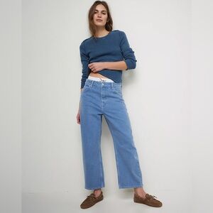 NWT FREE PEOPLE WE THE FREE Deep Trance Dropped Boyfriend Jeans | Ocean $98 30